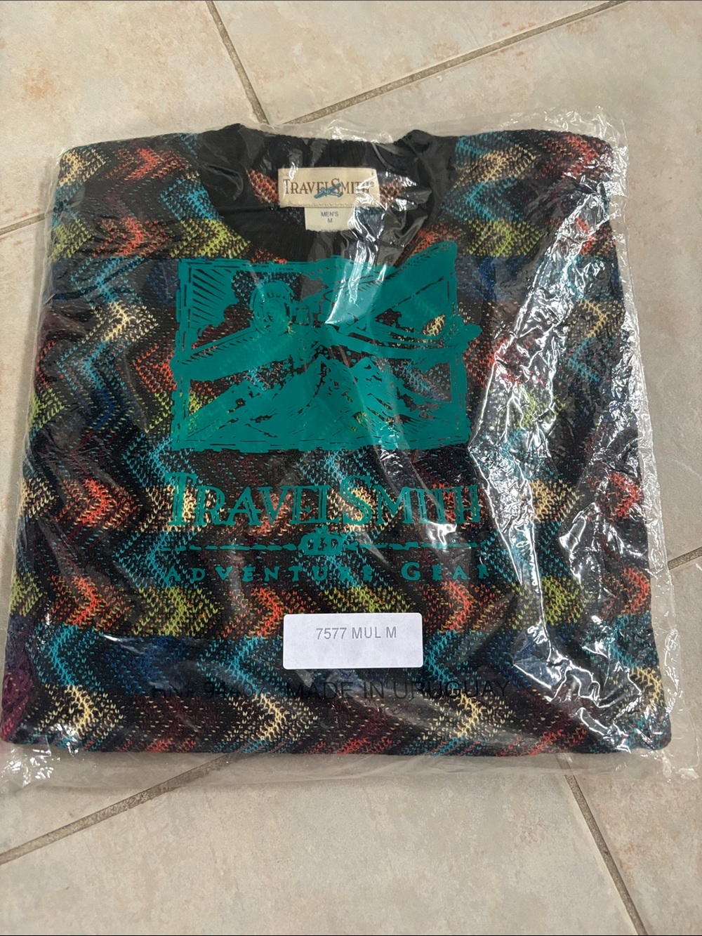 NWT TravelSmith Mens Medium‎ Multicolor Knit Crewneck Sweater Pullover Casual